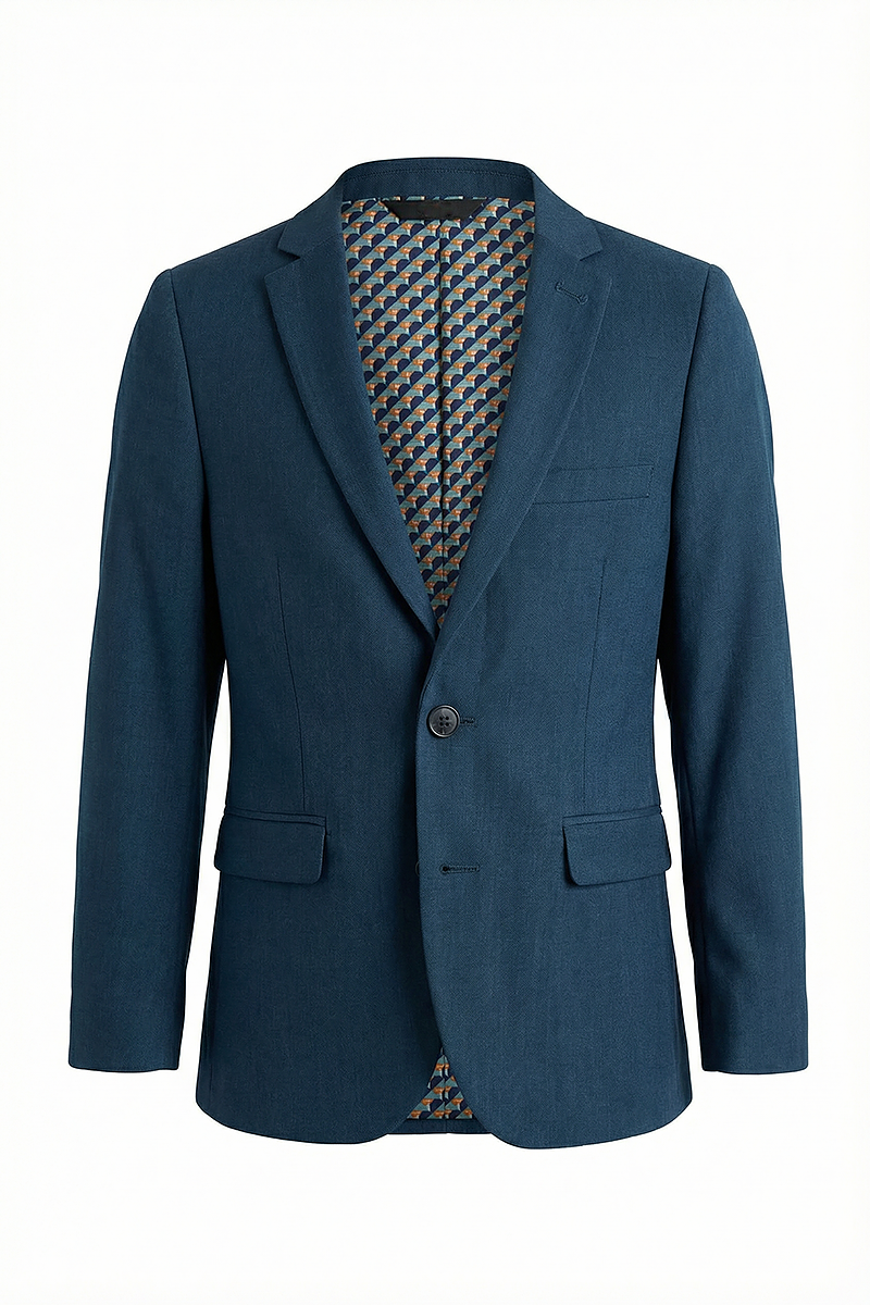 Boys Teal Notch Lapel Jacket
