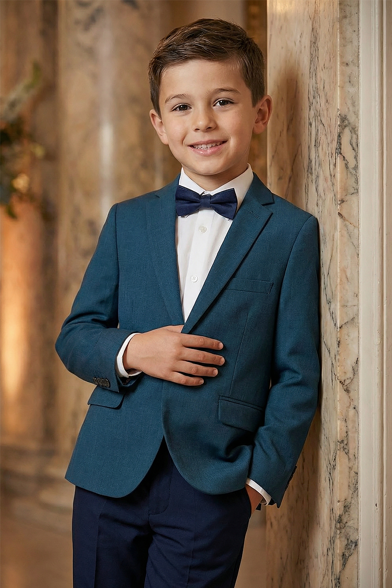 Boys Teal Notch Lapel Jacket