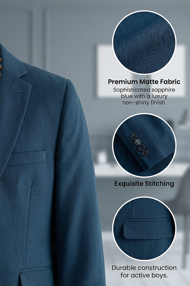 Boys Teal Notch Lapel Jacket