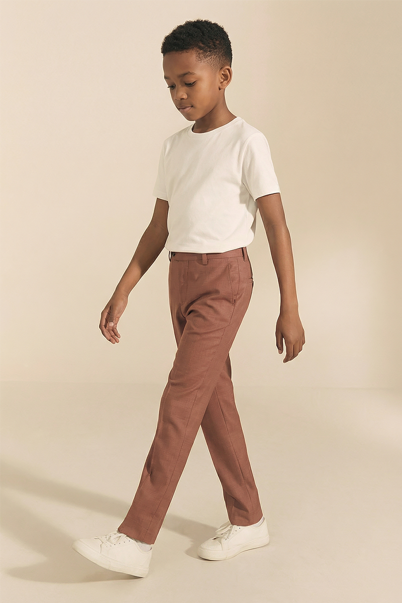 Boys Rust Slim Fit Dress Pants