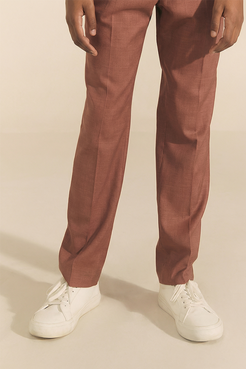 Boys Rust Slim Fit Dress Pants