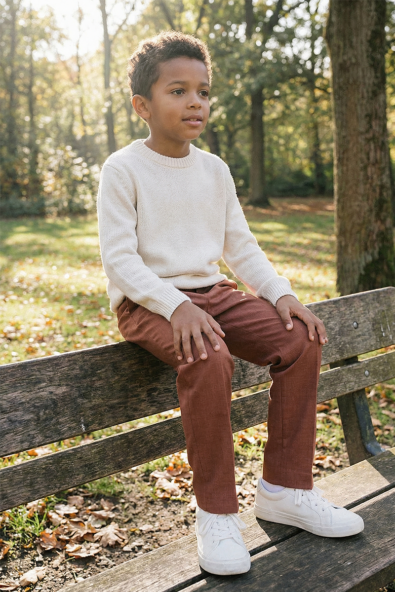 Boys Rust Slim Fit Dress Pants