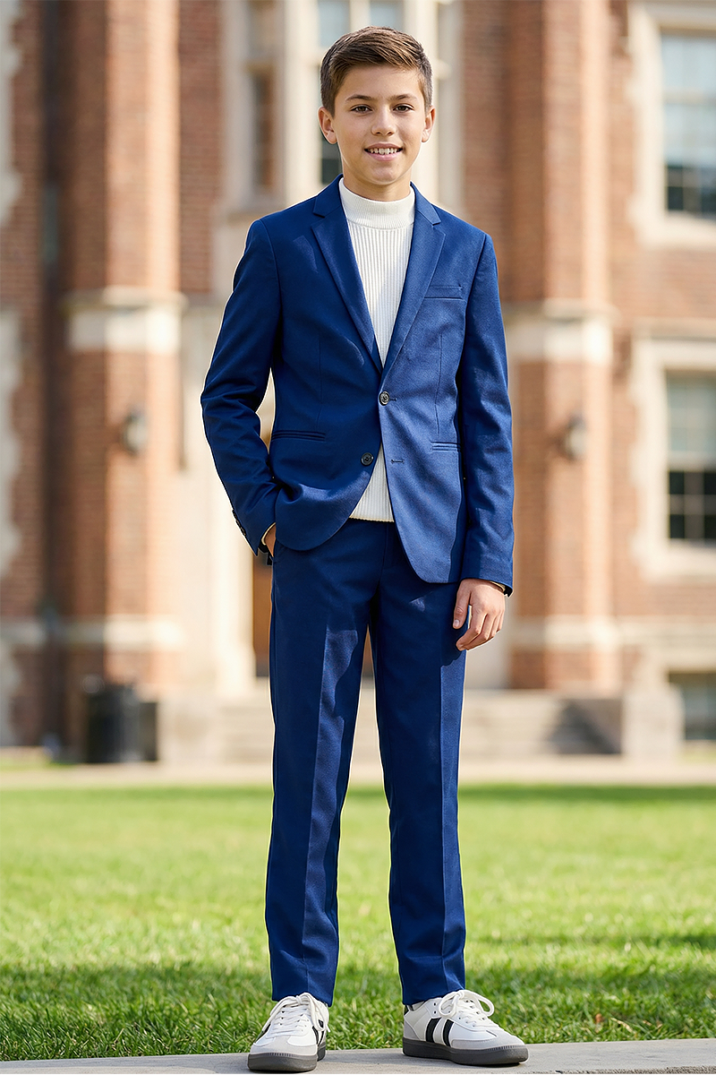 Boys Royal Blue Notch Lapel 2-Piece Suit