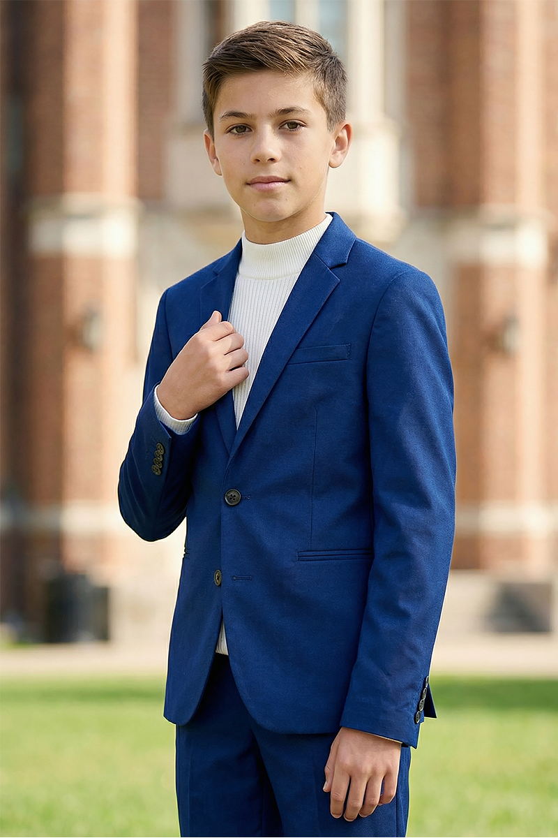 Boys Royal Blue Notch Lapel 2-Piece Suit