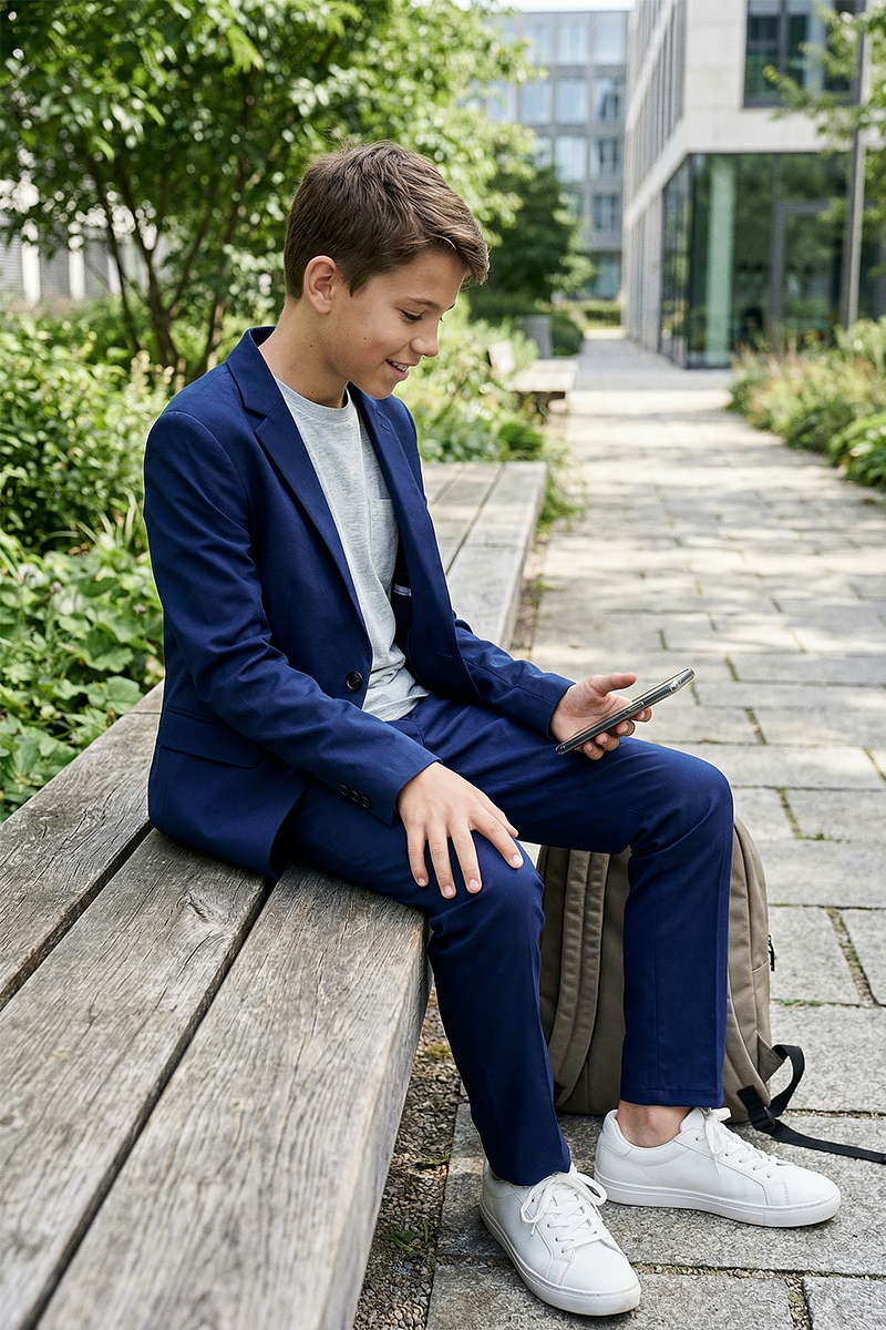 Boys Royal Blue Notch Lapel 2-Piece Suit