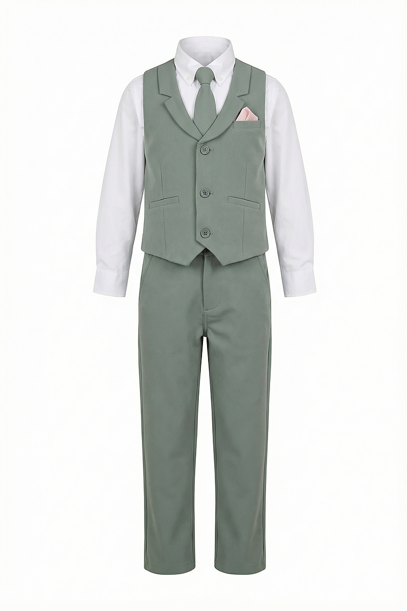 Boys Sage Green Suit Vest & Pants 2-Piece Suit