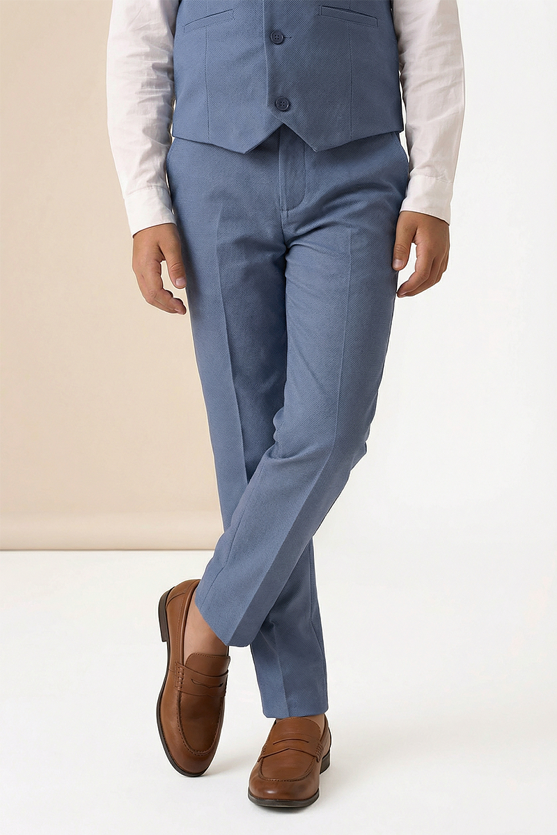 Boys Dusty Blue 2-Piece Vest & Pants Suit