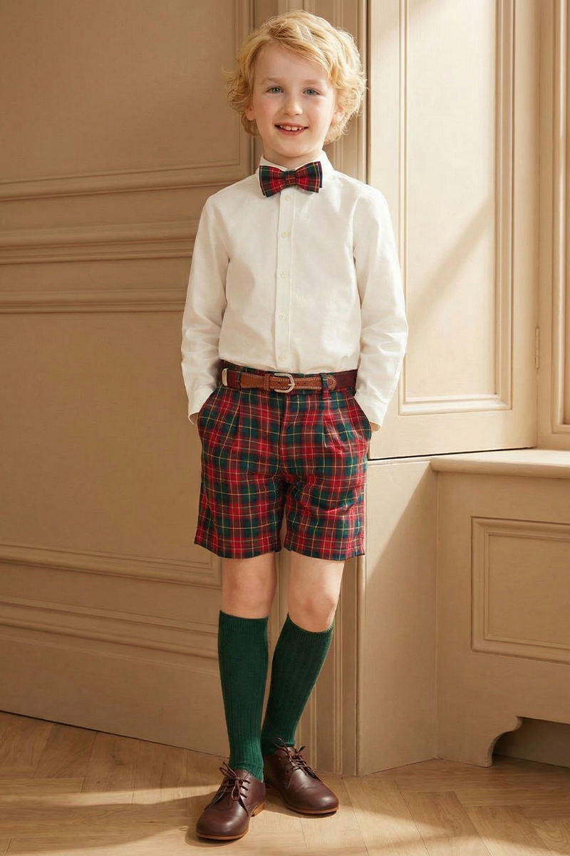 Boys Tartan Shorts Wedding Outfit for Formal Occasions