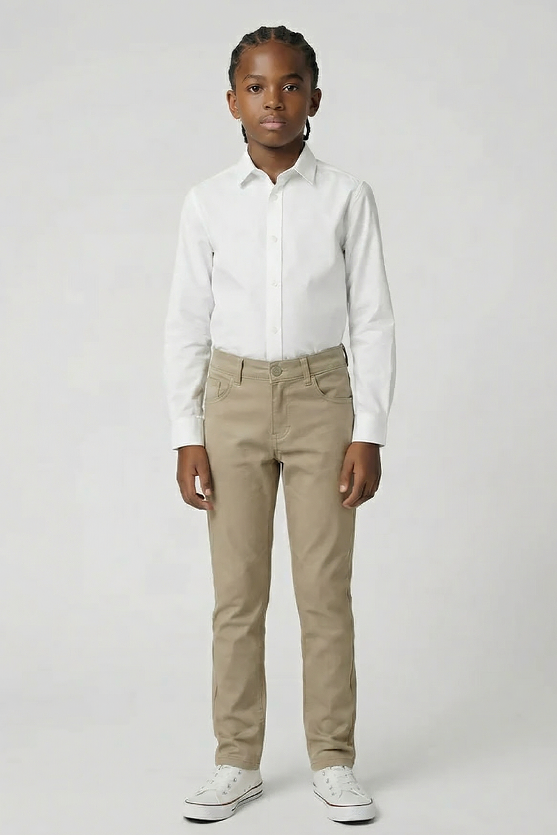 Boys Khaki Dress Pants for Formal Occasions with Tailored Fit