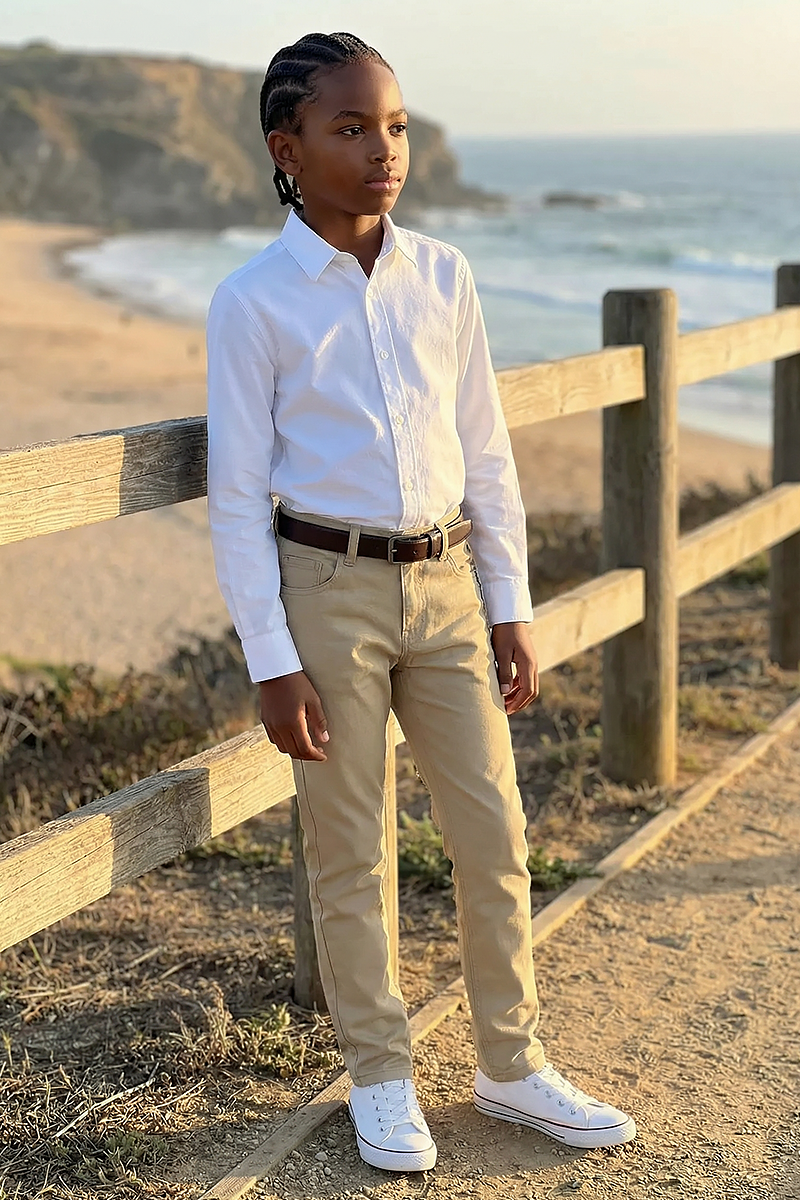Boys Khaki Dress Pants for Formal Occasions with Tailored Fit