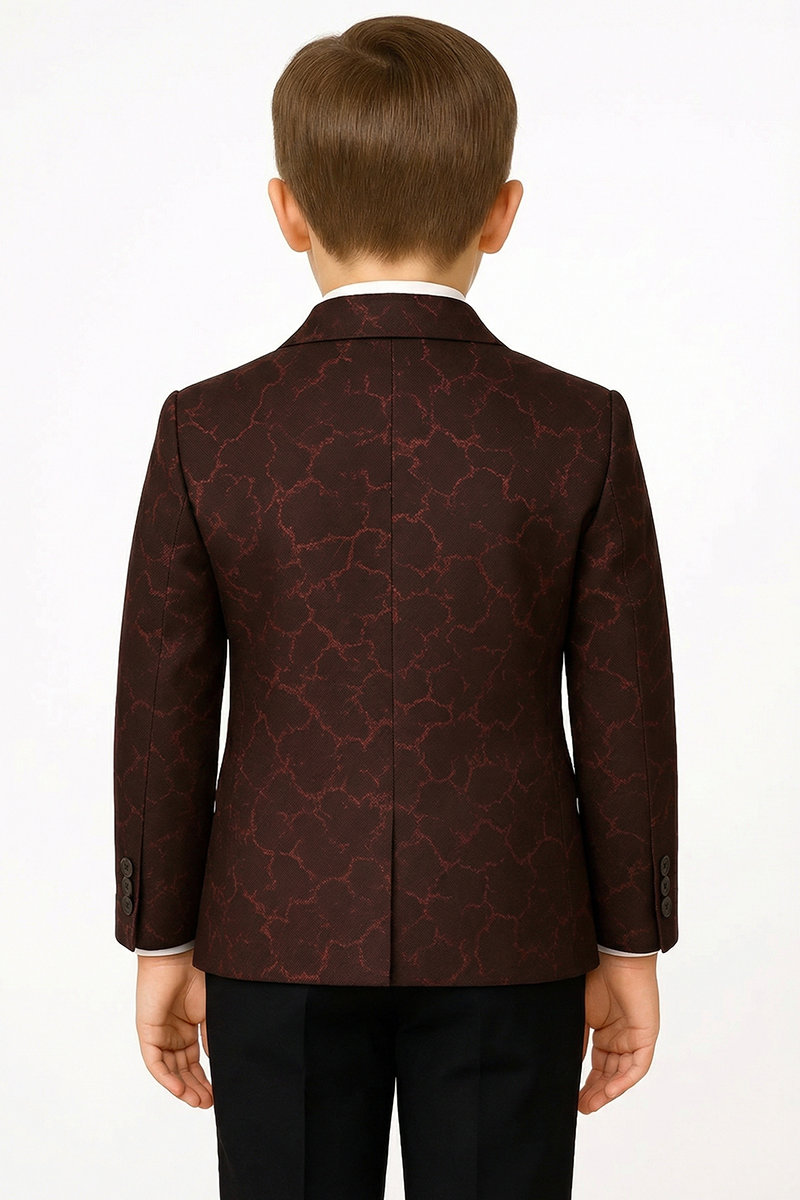 Boys Burgundy Jacquard Blazer for Weddings