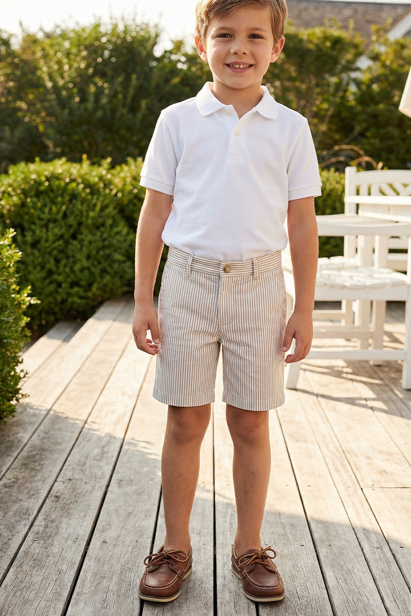 Boys Striped Seersucker Shorts for Weddings and Summer Events