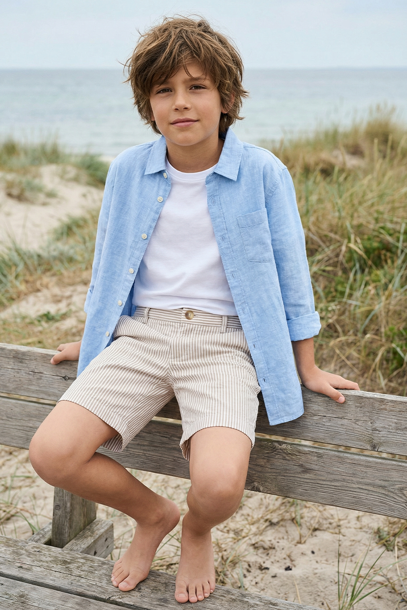 Boys Striped Seersucker Shorts for Weddings and Summer Events