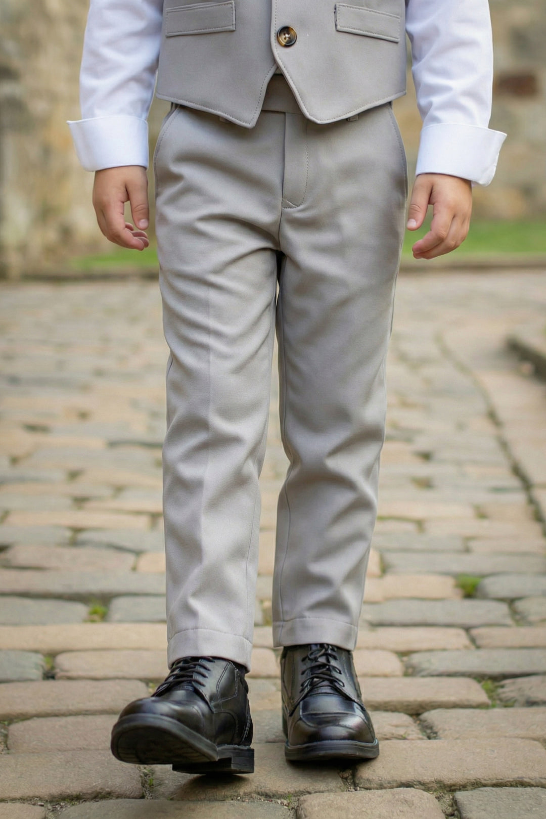 Boys Light Grey Vest & Trousers Set