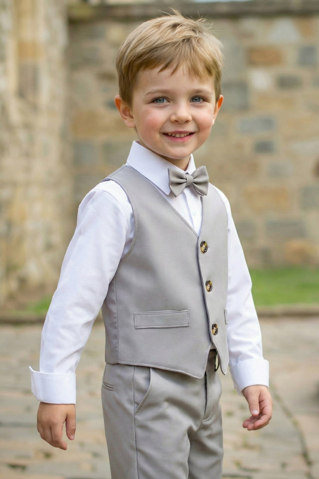 Boys Light Grey Vest & Trousers Set