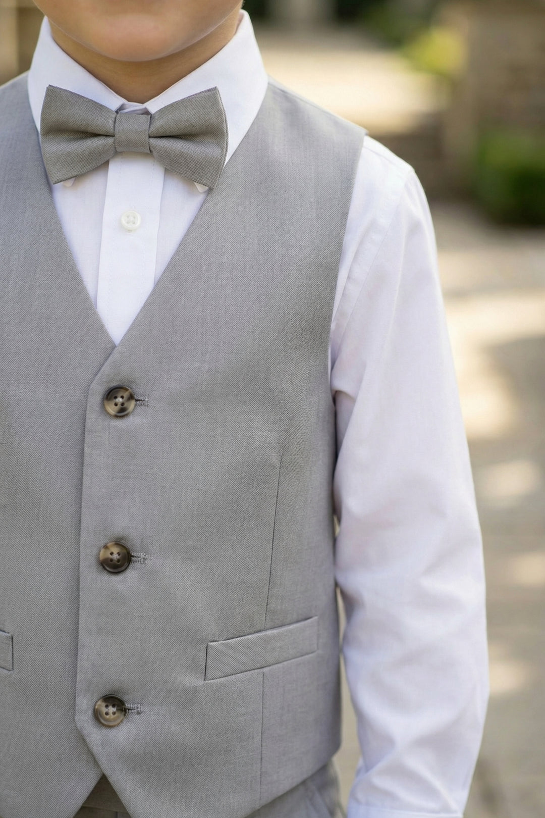 Boys Light Grey Vest & Trousers Set
