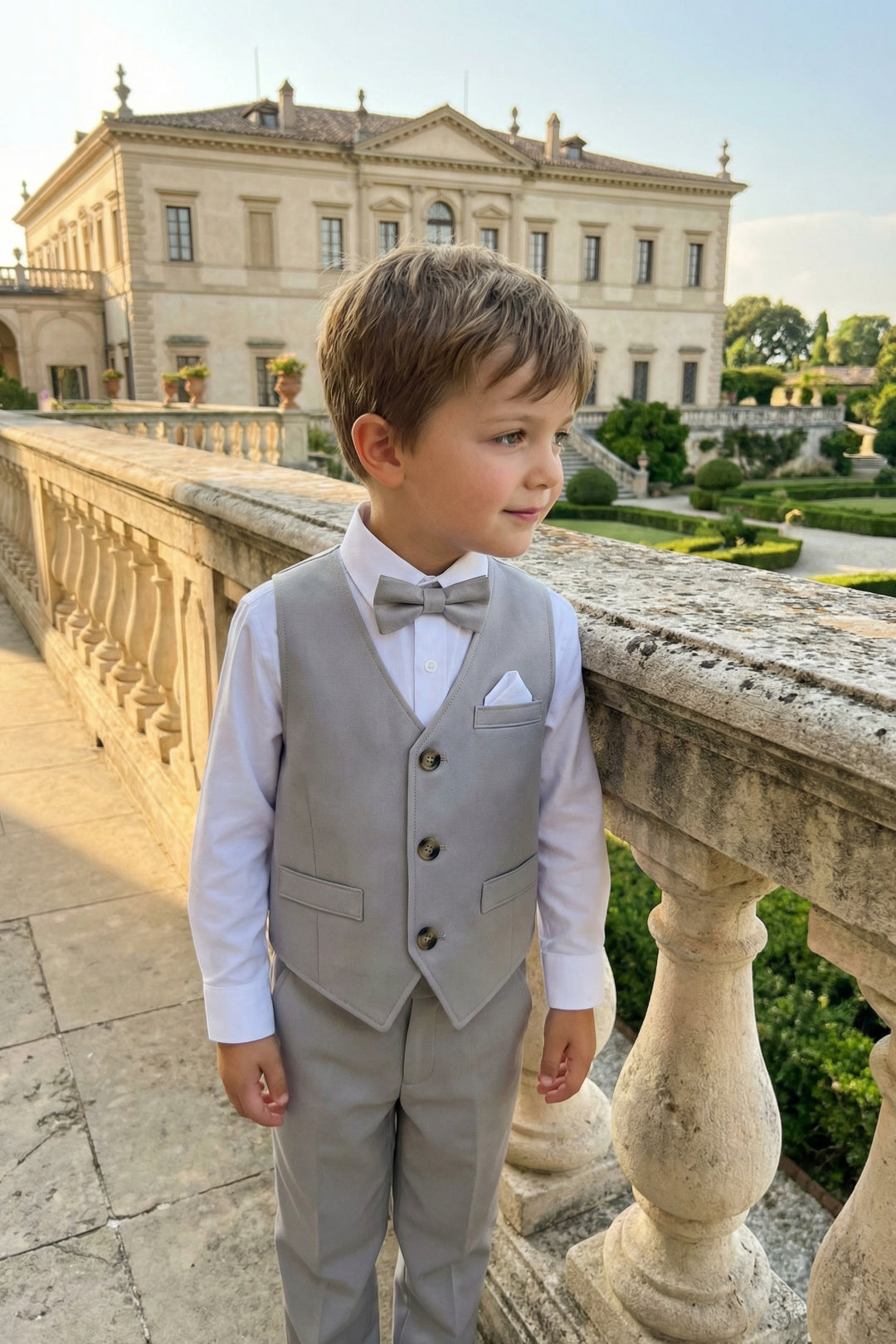 Boys Light Grey Vest & Trousers Set