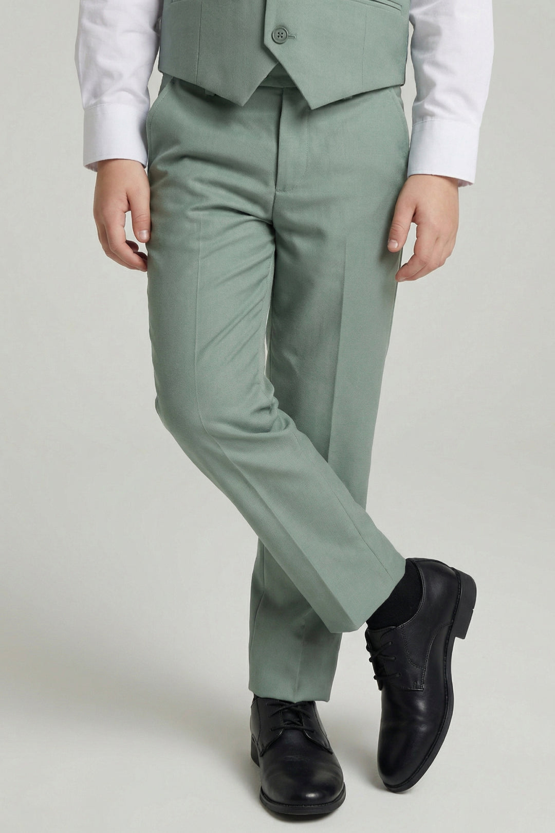 Boys Sage Green Vest & Trousers Set