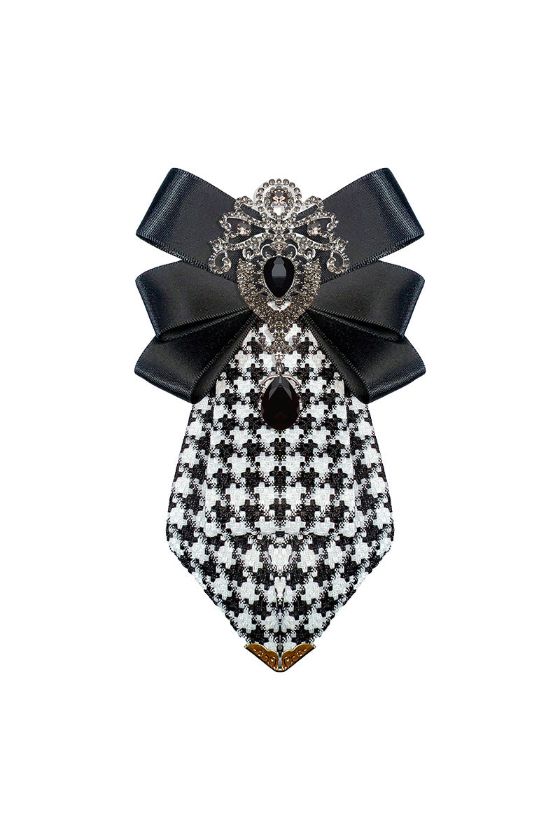 Boys Houndstooth Bow Rhinestone Bow Tie