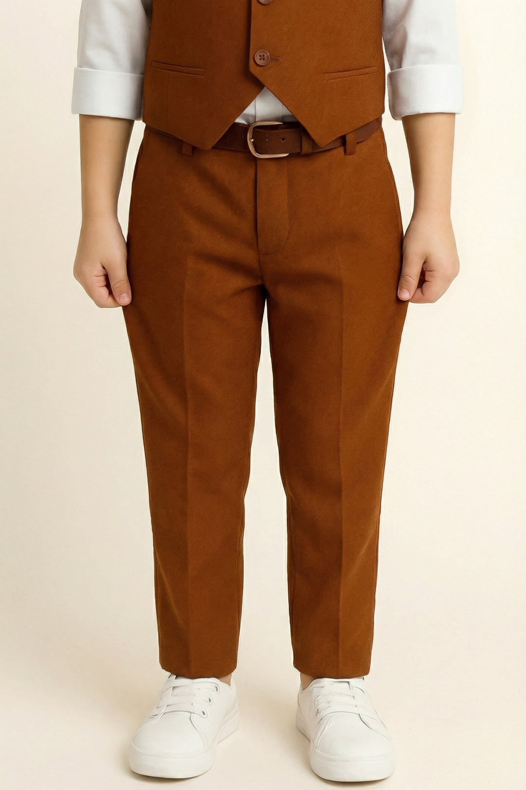 Boys Rust Brown Vest & Trousers Set