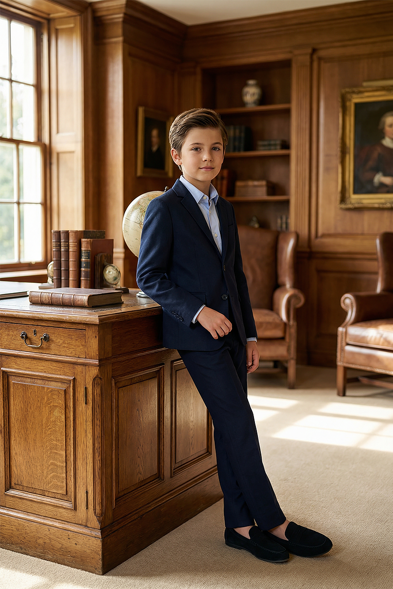 Boys Navy Classic 2-Piece Suit