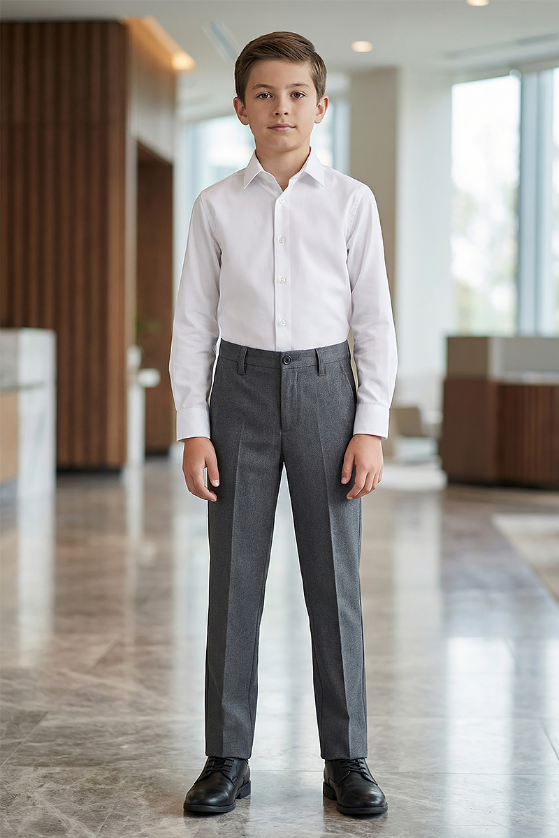 Boys Charcoal Grey Tailored Dress Pants