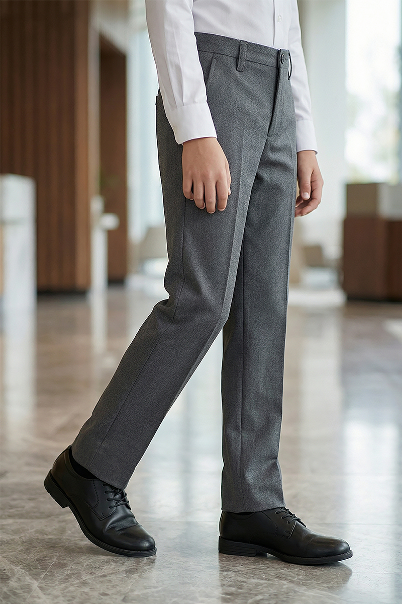 Boys Charcoal Grey Tailored Dress Pants