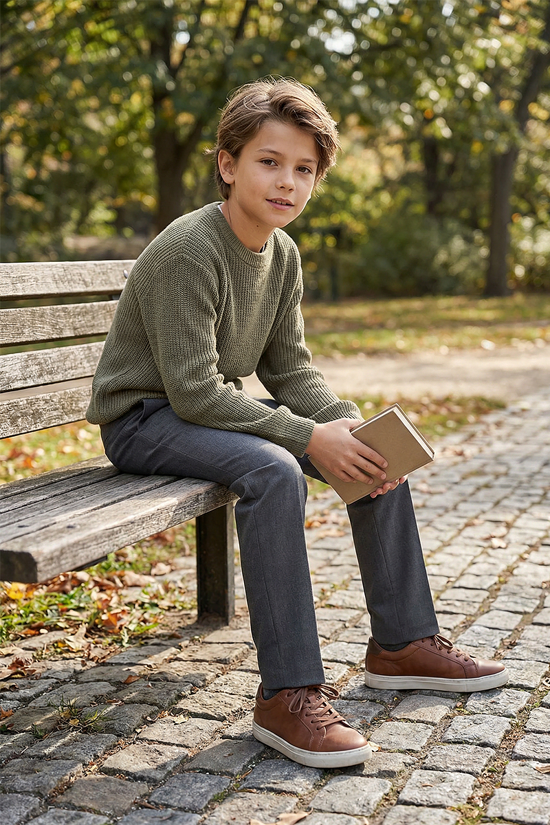 Boys Charcoal Grey Tailored Dress Pants