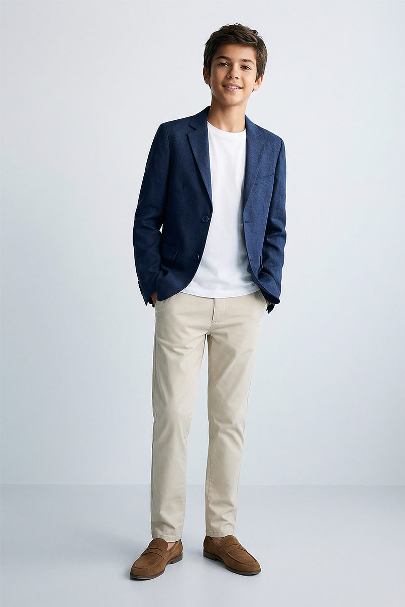 Boys Navy Casual Suit Jacket