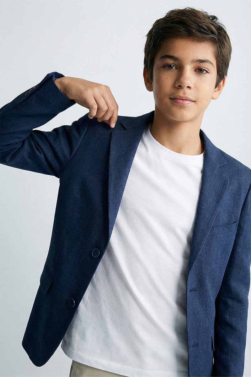 Boys Navy Casual Suit Jacket