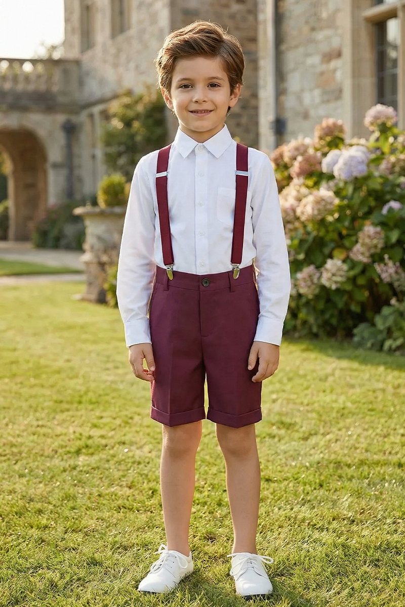 Boys Burgundy Dress Shorts