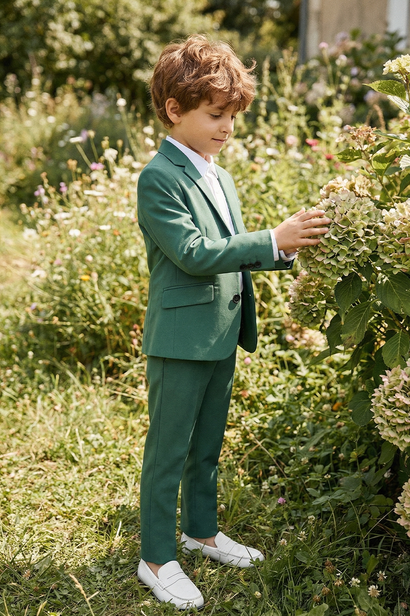 Boys Emerald Green 2-Piece Suit for Chateau Weddings & Garden Events