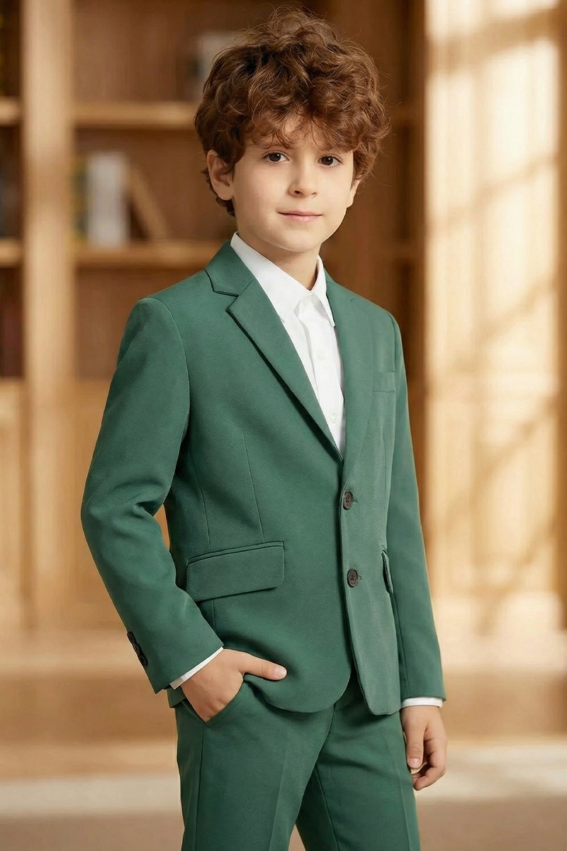 Boys Emerald Green 2-Piece Suit for Chateau Weddings & Garden Events