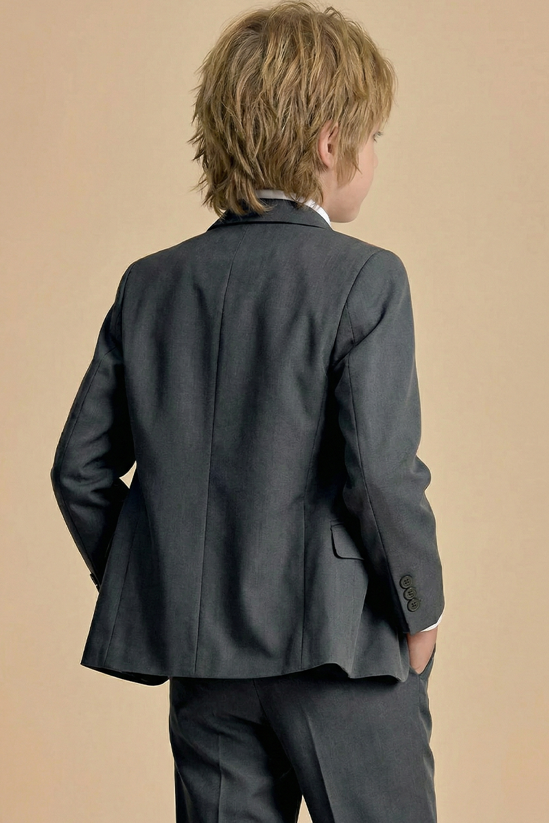 Boys Charcoal Grey 3-Piece Suit for Weddings & Formal Occasions