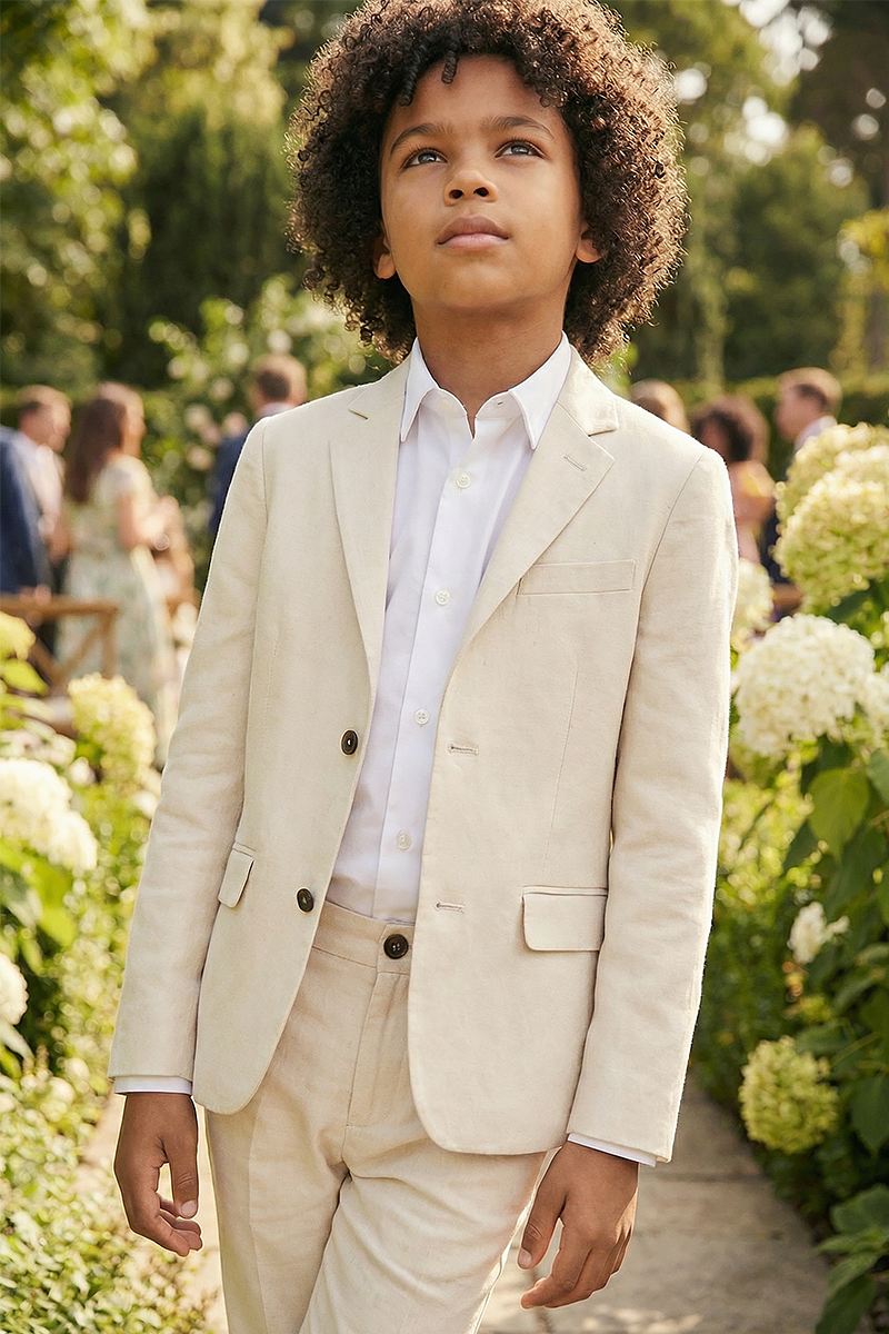 Boys Ivory Classic 2-Piece Suit Jacket & Pants Set