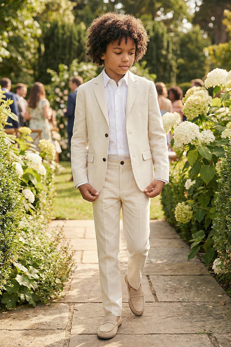 Boys Ivory Classic 2-Piece Suit Jacket & Pants Set
