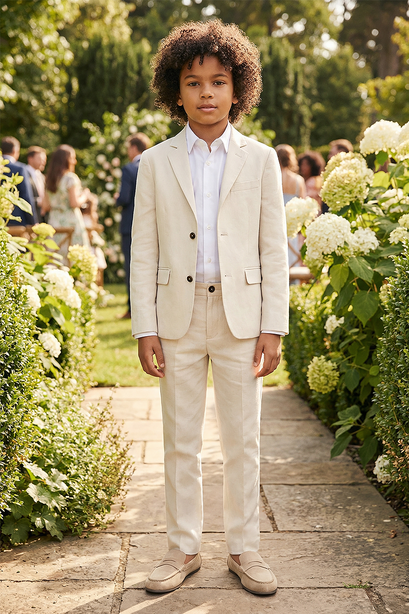 Boys Ivory Classic 2-Piece Suit Jacket & Pants Set