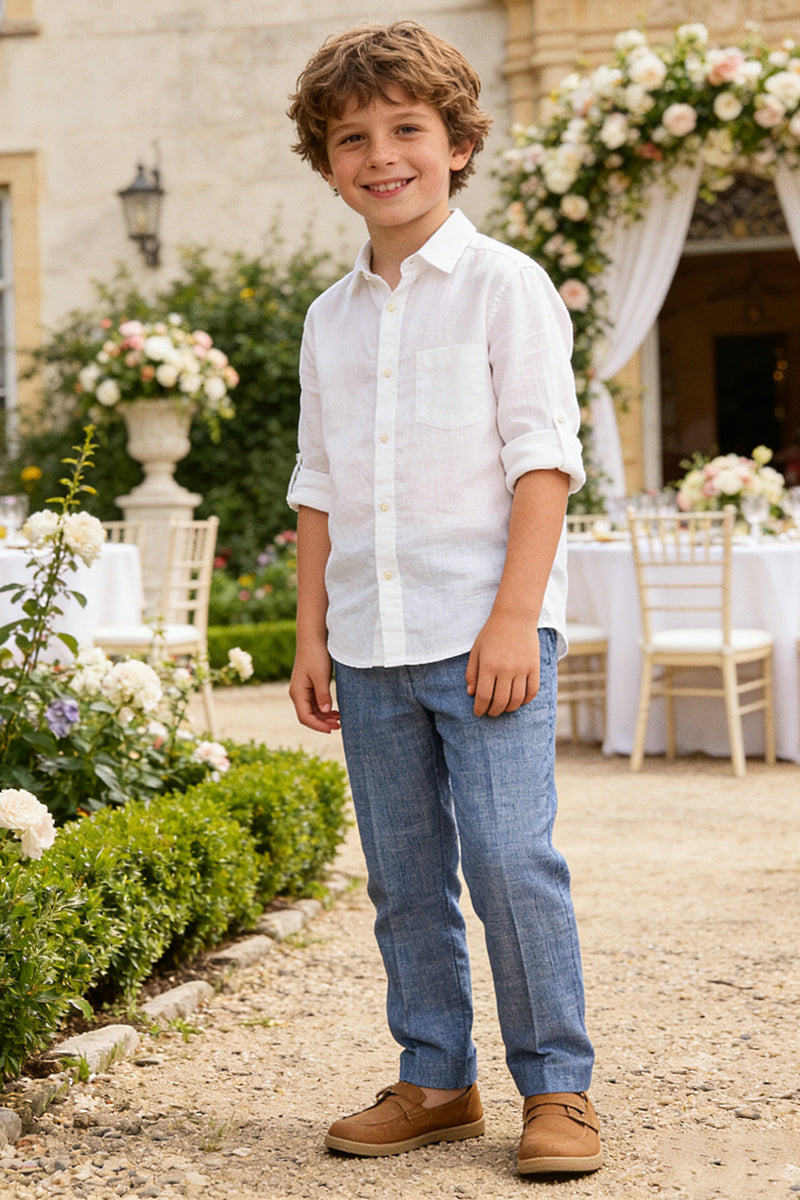 Boys Light Blue Linen Trousers