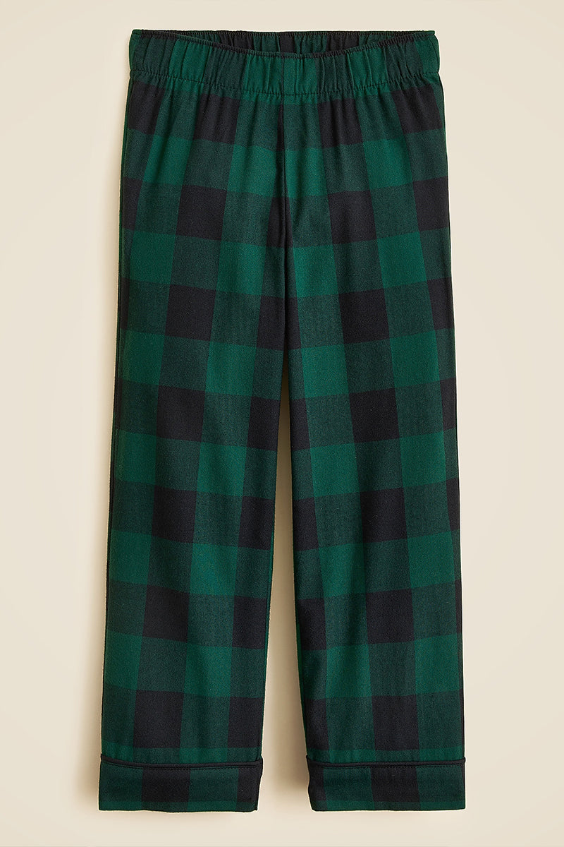 Boys Green And Black Checkered Trousers