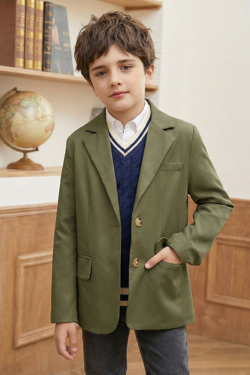 Boys Olive Green Blazer for Rustic Garden Weddings