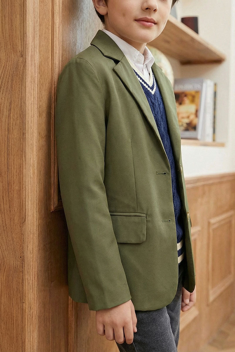 Boys Olive Green Blazer for Rustic Garden Weddings
