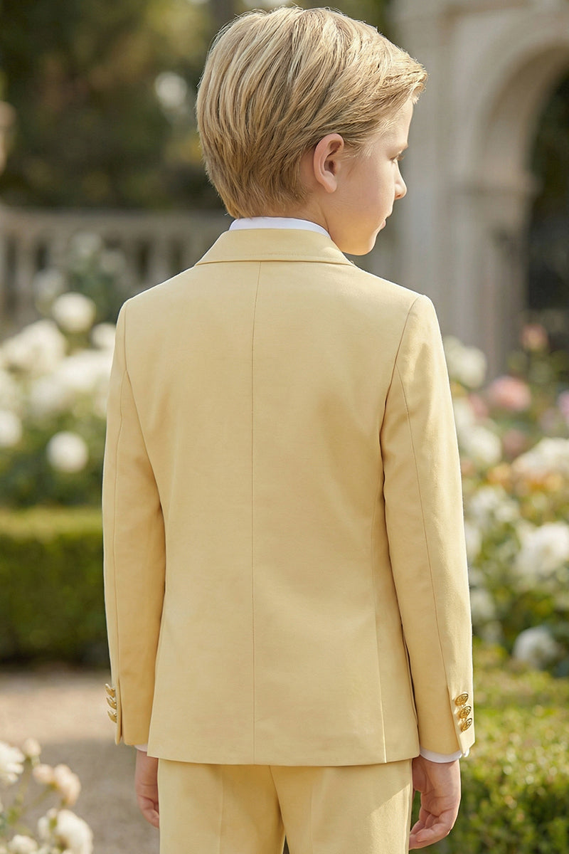 Boys Lemon Yellow Double-breasted Blazer