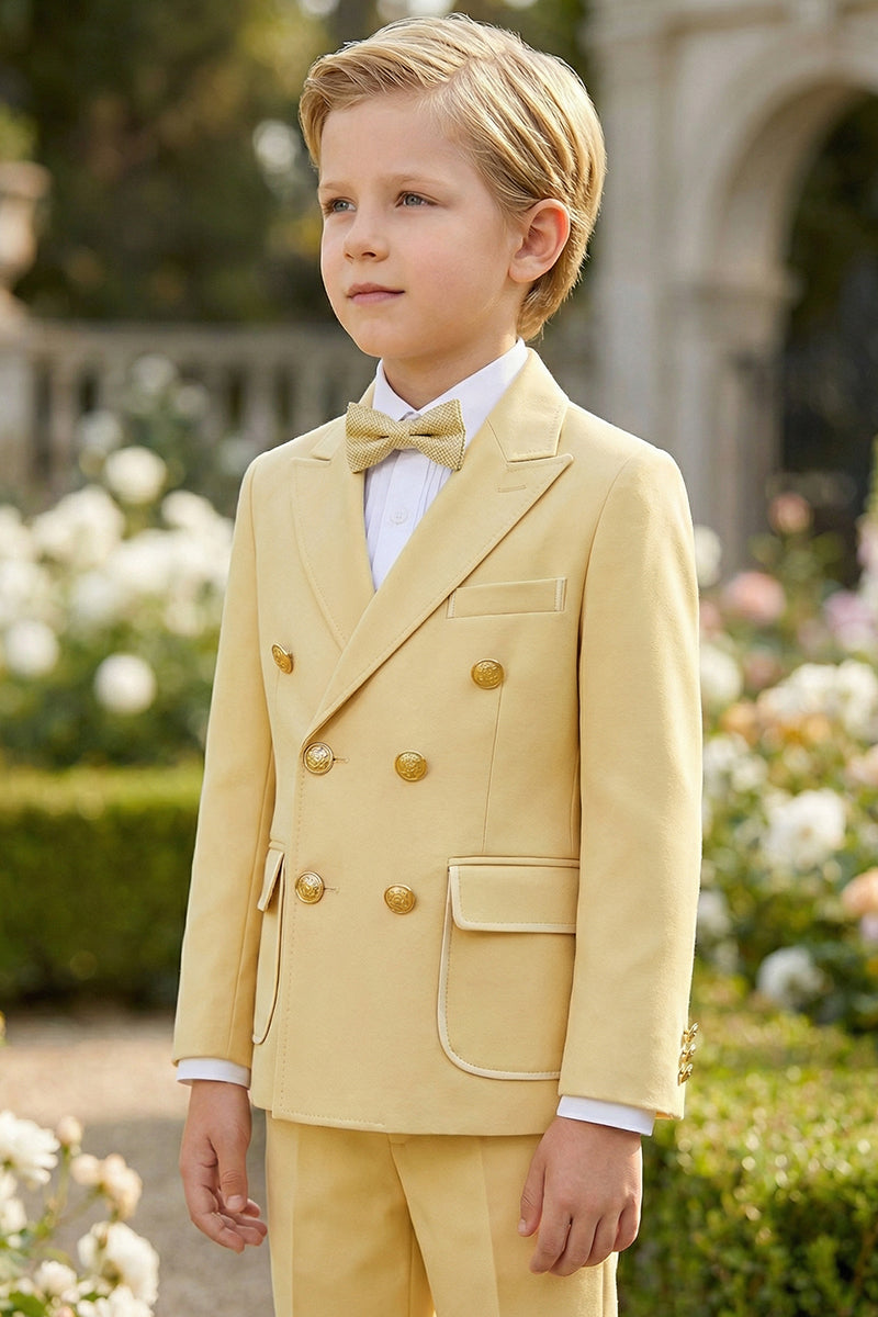 Boys Lemon Yellow Double-breasted Blazer