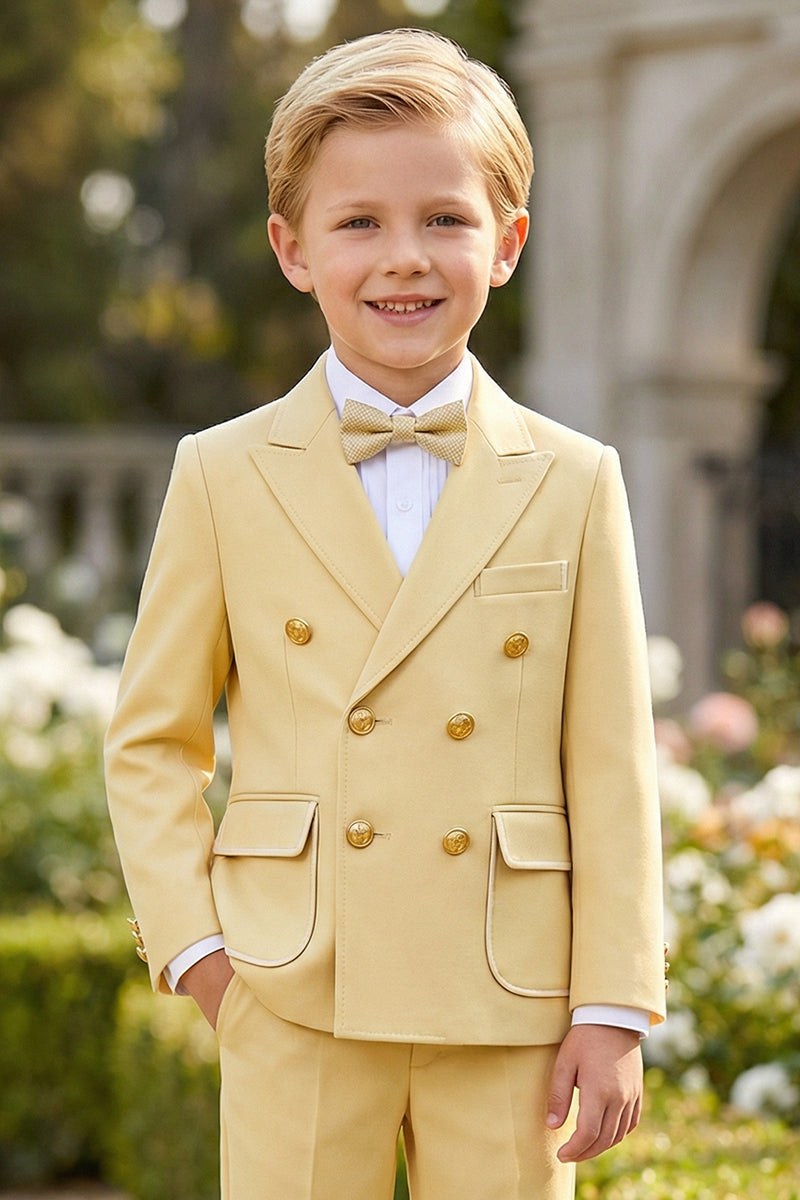 Boys Lemon Yellow Double-breasted Blazer