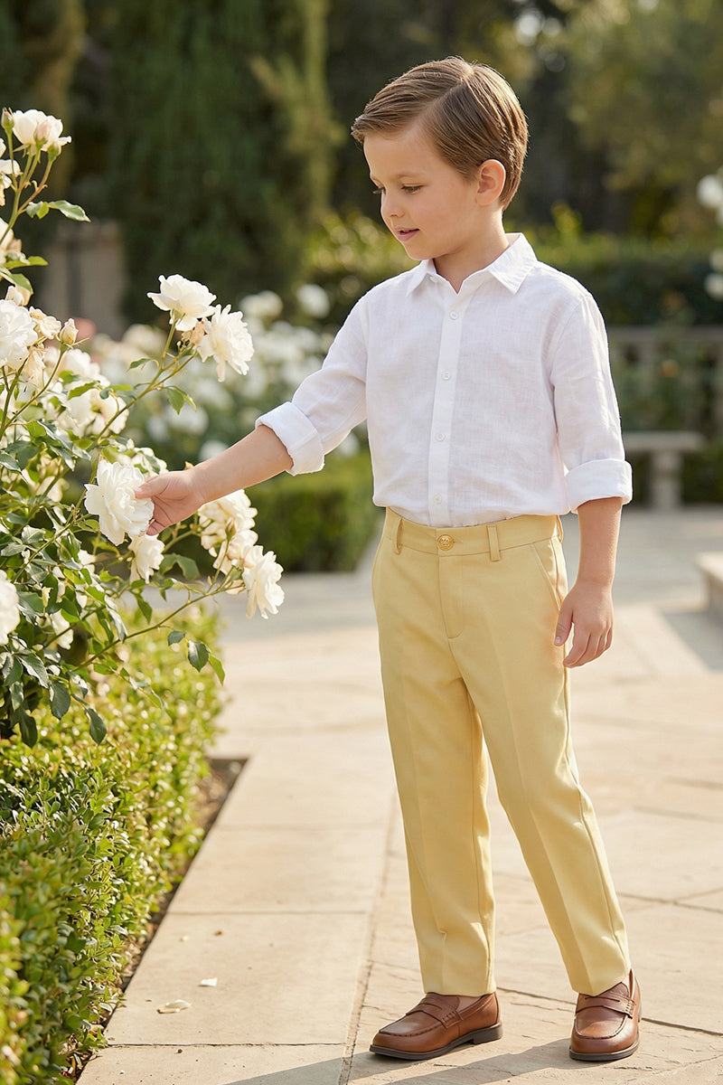 Boys Lemon Yellow Straight Fit Trousers