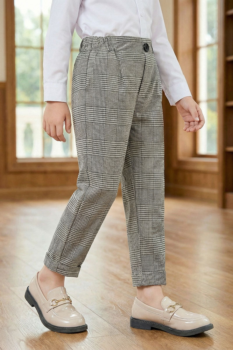 Boys Houndstooth Plaid Trousers