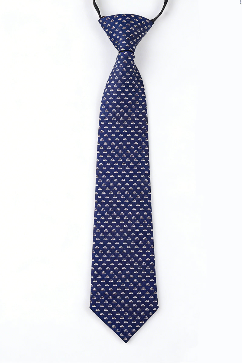 Navy Blue Car Embroidered Tie