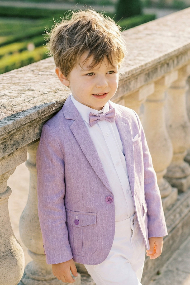 Boys Purple Linen Single-breasted Blazer