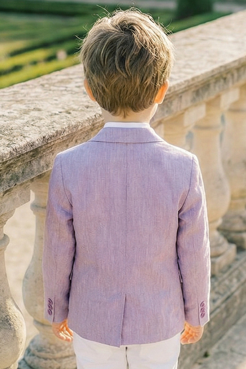 Boys Purple Linen Single-breasted Blazer