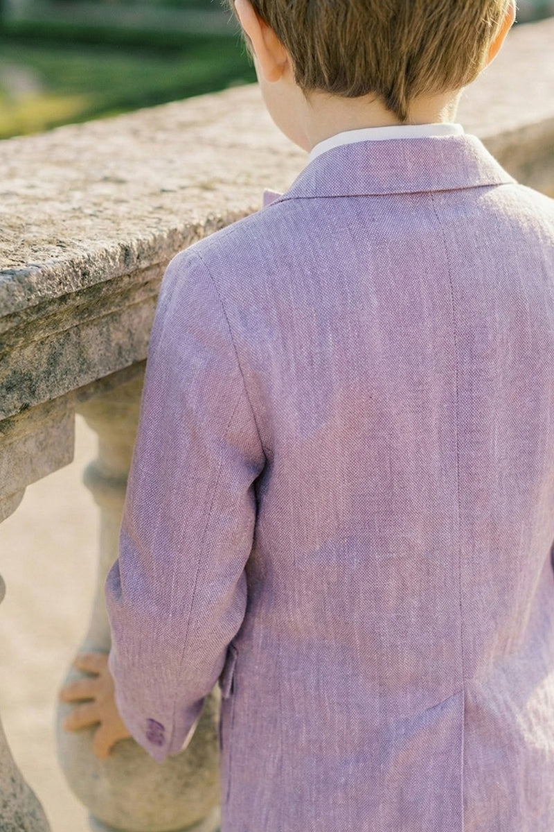 Boys Purple Linen Single-breasted Blazer